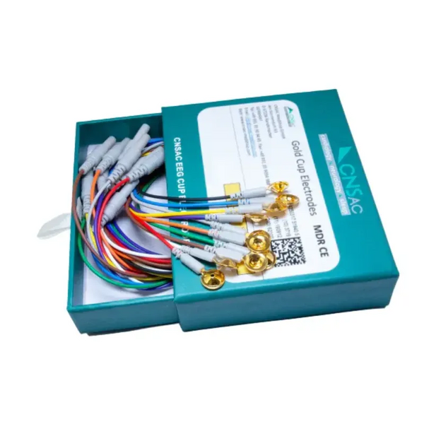 Electrodes CNSAC Gold Cup, câble de 100cm, 10 pièces