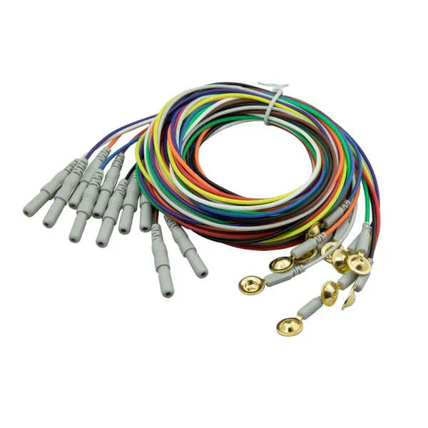 Electrodes CNSAC Gold Cup, câble de 250cm, 10 pièces