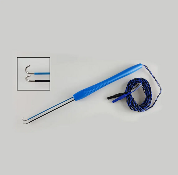 Sonde à crochet pour stimulation nerveuse directe, angle de 180